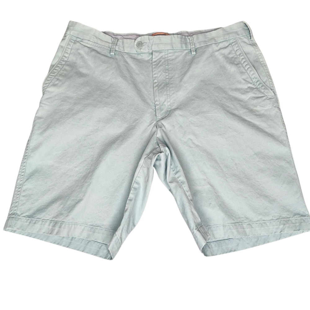 Peter Millar Pima Cotton Blue/Green Chino Golf Shorts Sz 36 Casual Preppy Golf